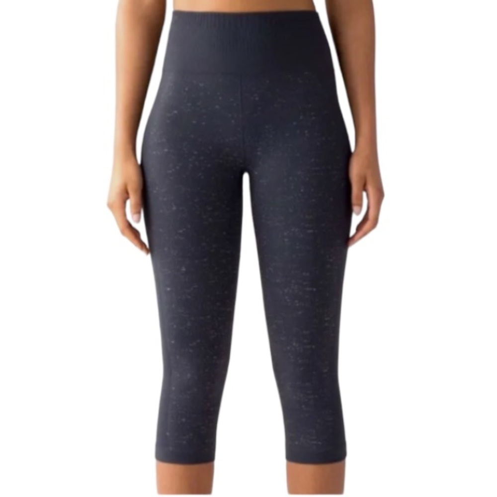 LULULEMON Leggings Free To Flow High Rise Crop Yoga Midnight Navy White Size 0
